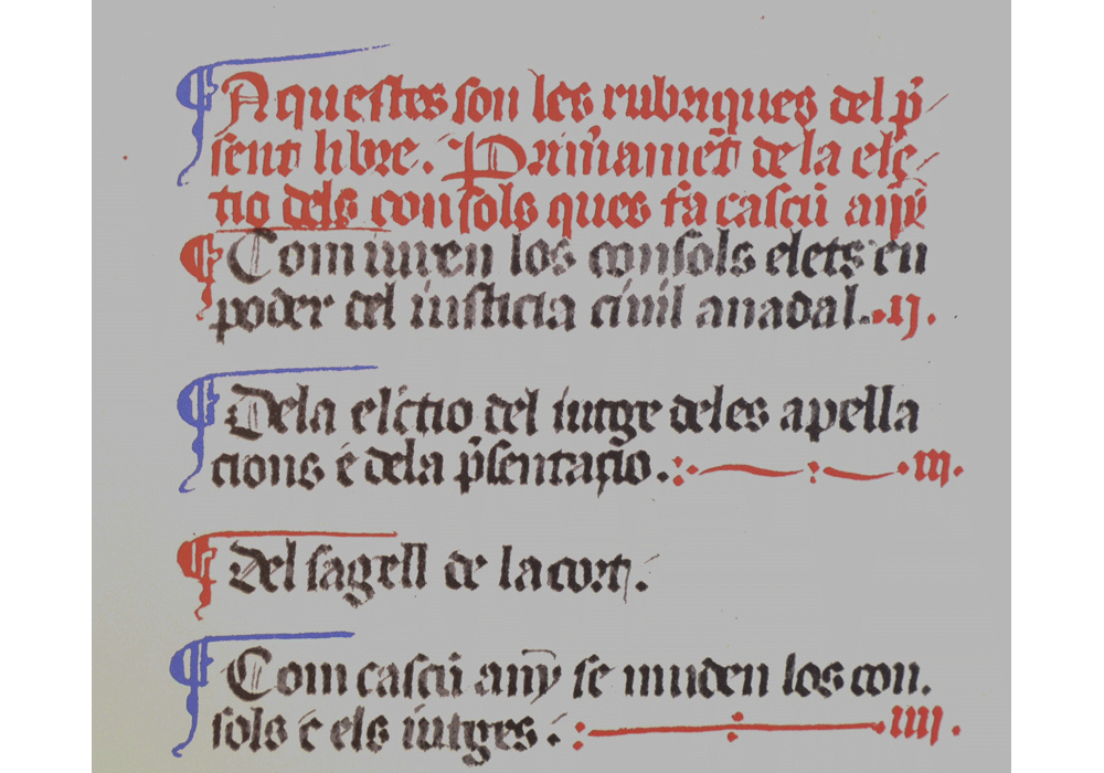 Consolat de mar-Manuscript-Illuminated codex-facsimile book-Vicent García Editores-4 Rúbricas.